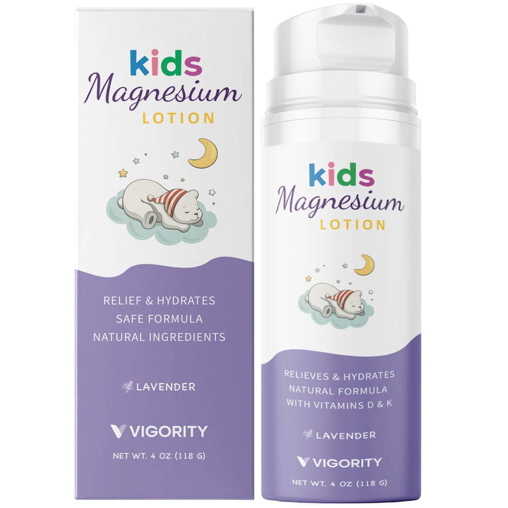 Vigority Magnesium Lotion bed-time-application promotes calm and restful sleep for children.