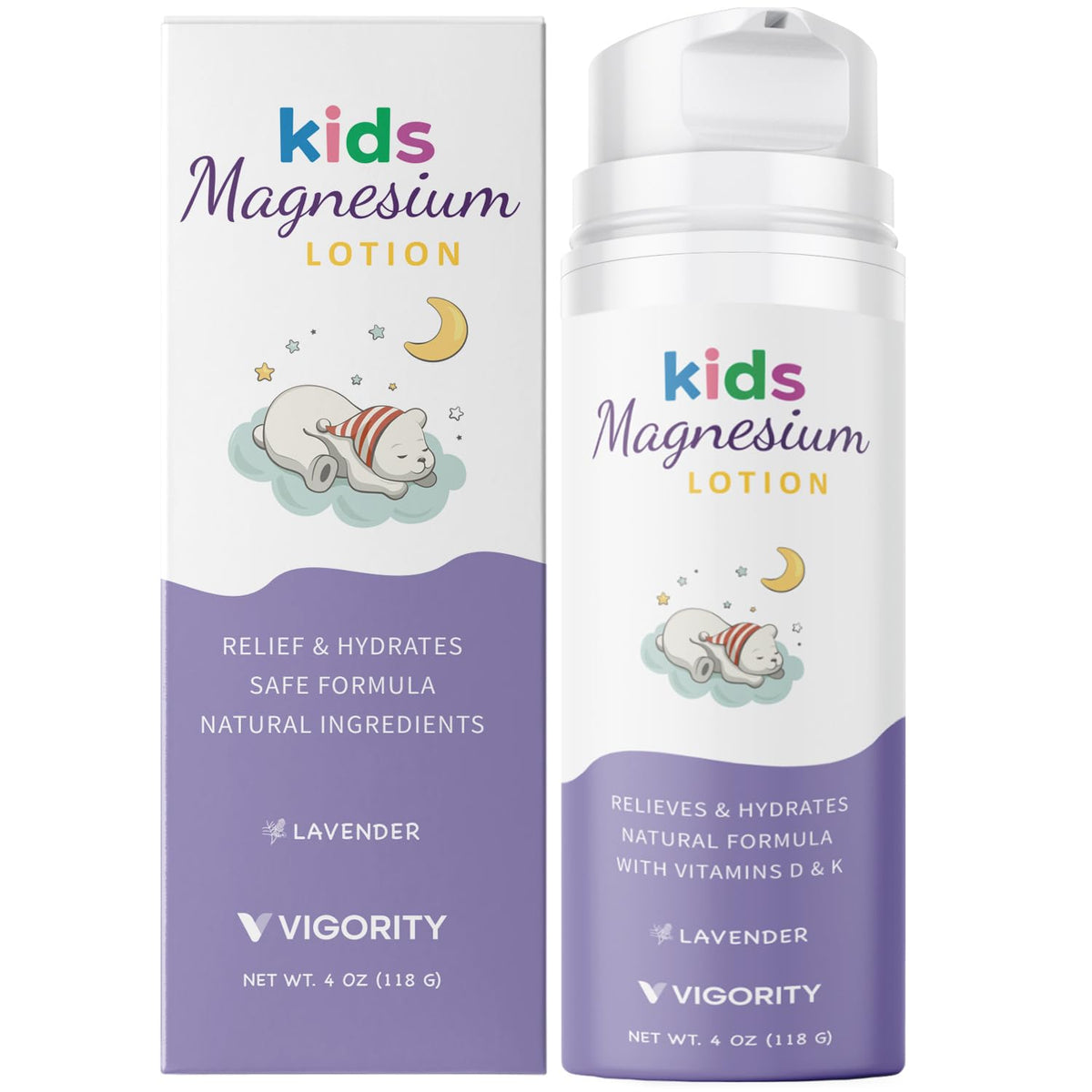 Vigority Magnesium Lotion bed-time-application promotes calm and restful sleep for children.