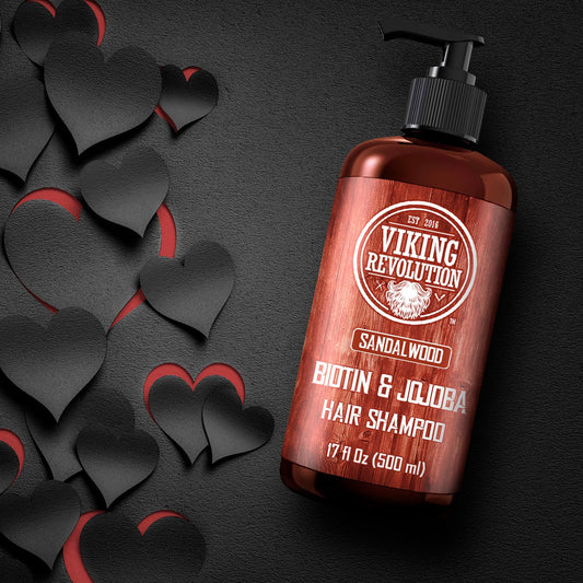 Viking Revolution biotin jojoba olive oil ingredients label highlighting nourishing options.