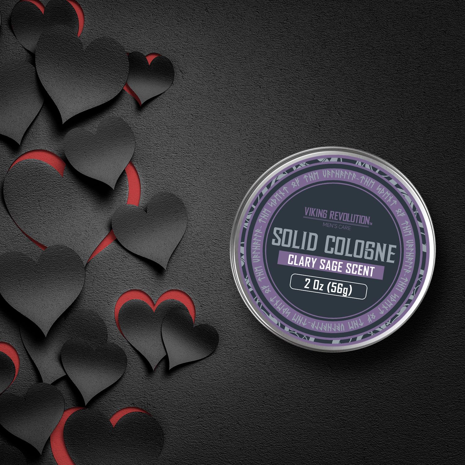Clary Sage solid cologne application bar highlights easy, mess-free daily fragrance by Viking Revolution.