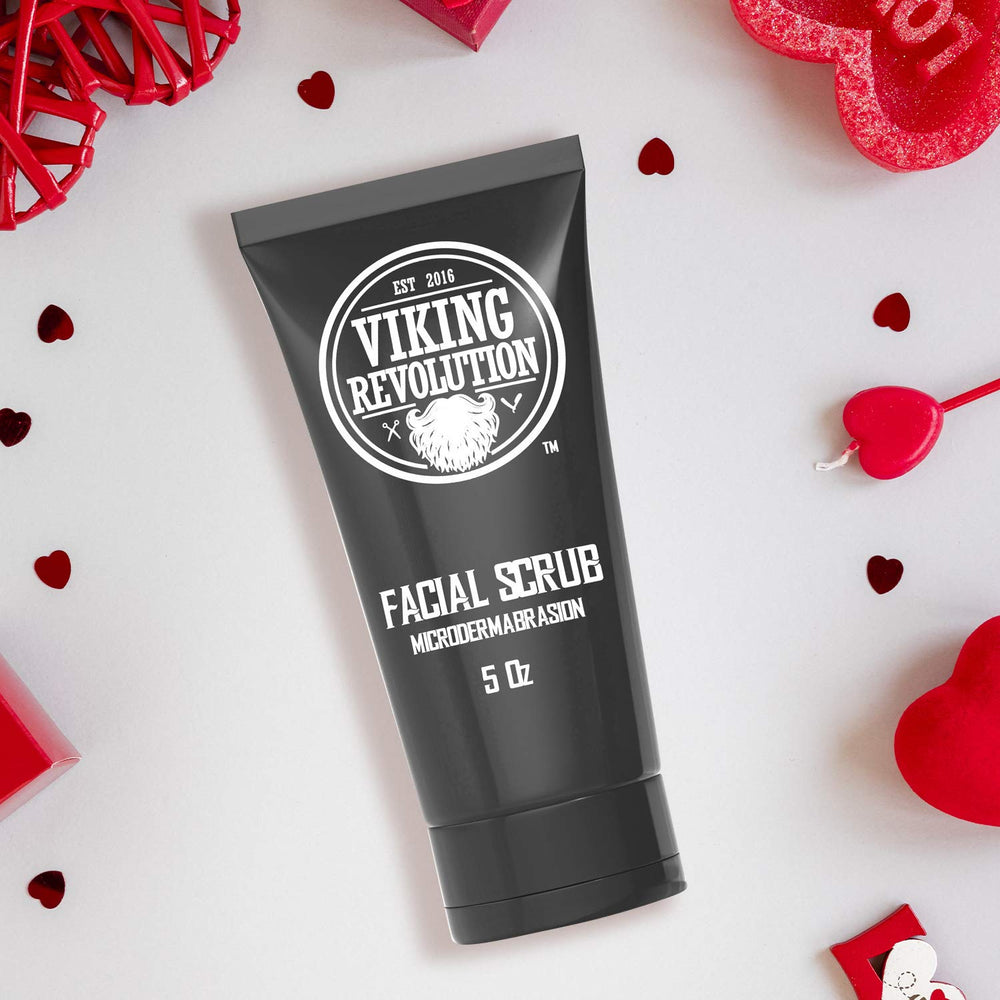 Viking Revolution exfoliating scrub used before shaving for smoother razor glide.