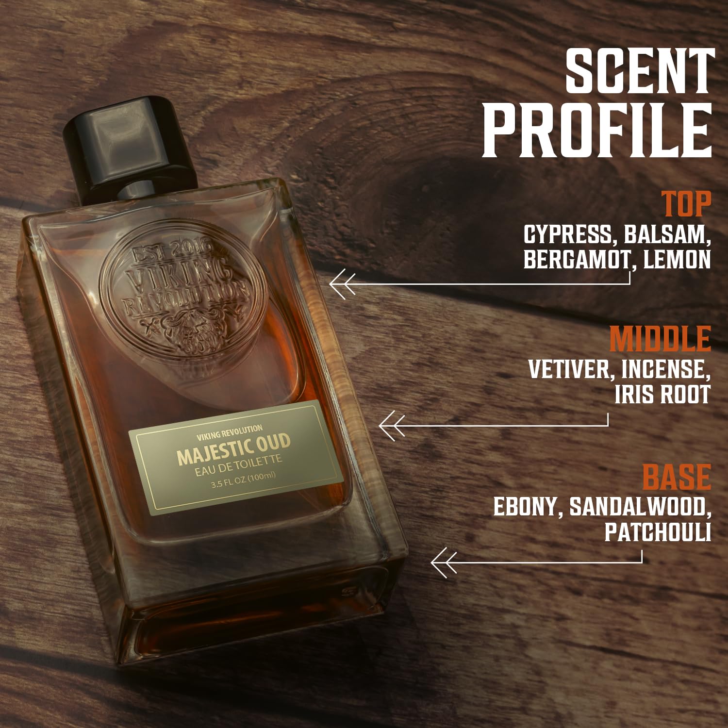 Viking Revolution Majestic Oud sandalwood vetiver blend creates timeless masculinity.