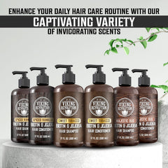 Viking Revolution men's hair care routine featuring shampoo and conditioner duo