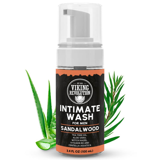 Viking Revolution men's intimate wash bottle-foaming for quick, daily refreshing cleanse.