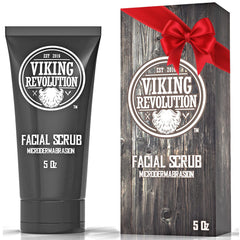 Viking Revolution Microdermabrasion Scrub exfoliating the face for smoother skin.