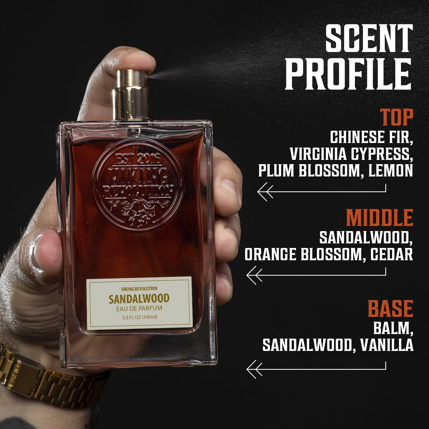 Viking Revolution bottle design in reddish hue reflects bold, nature-driven character.