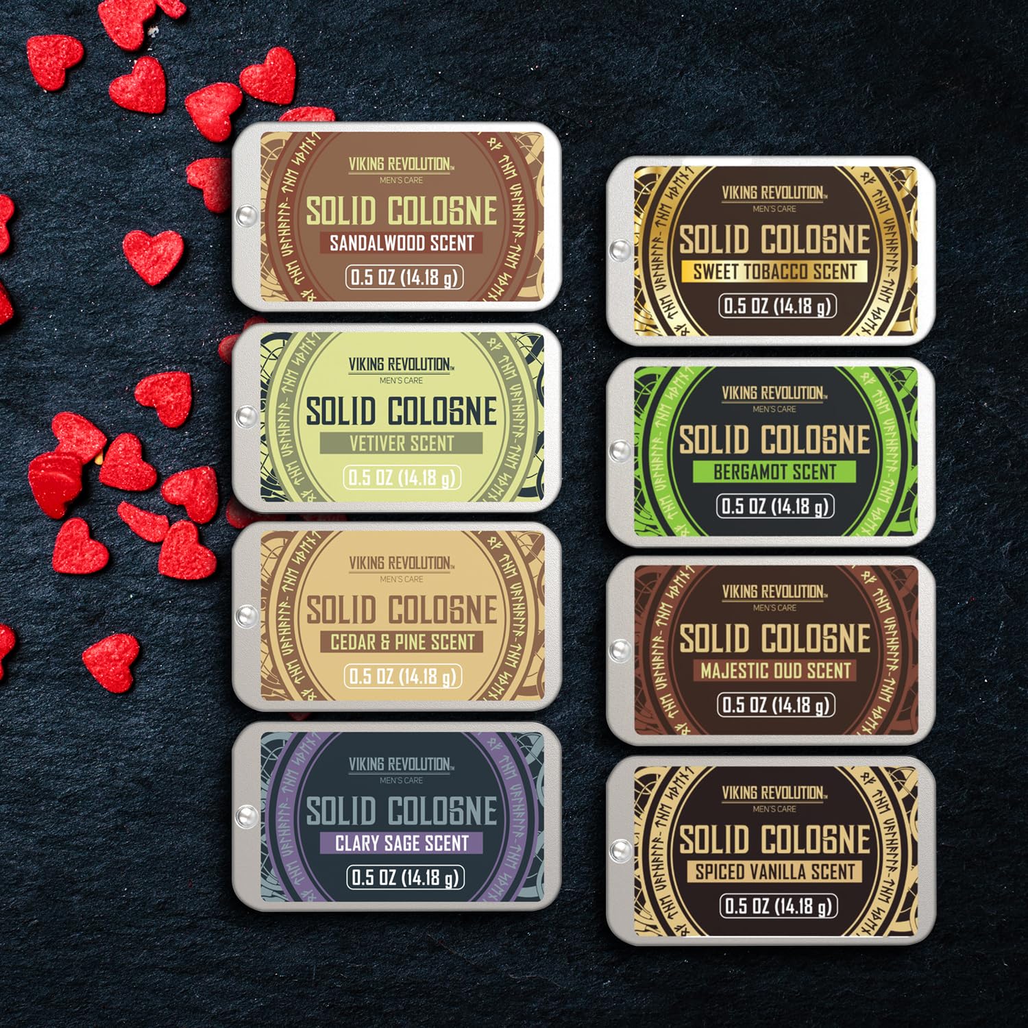 Viking Revolution Vetiver solid cologne with rugged scent and spill-proof design.