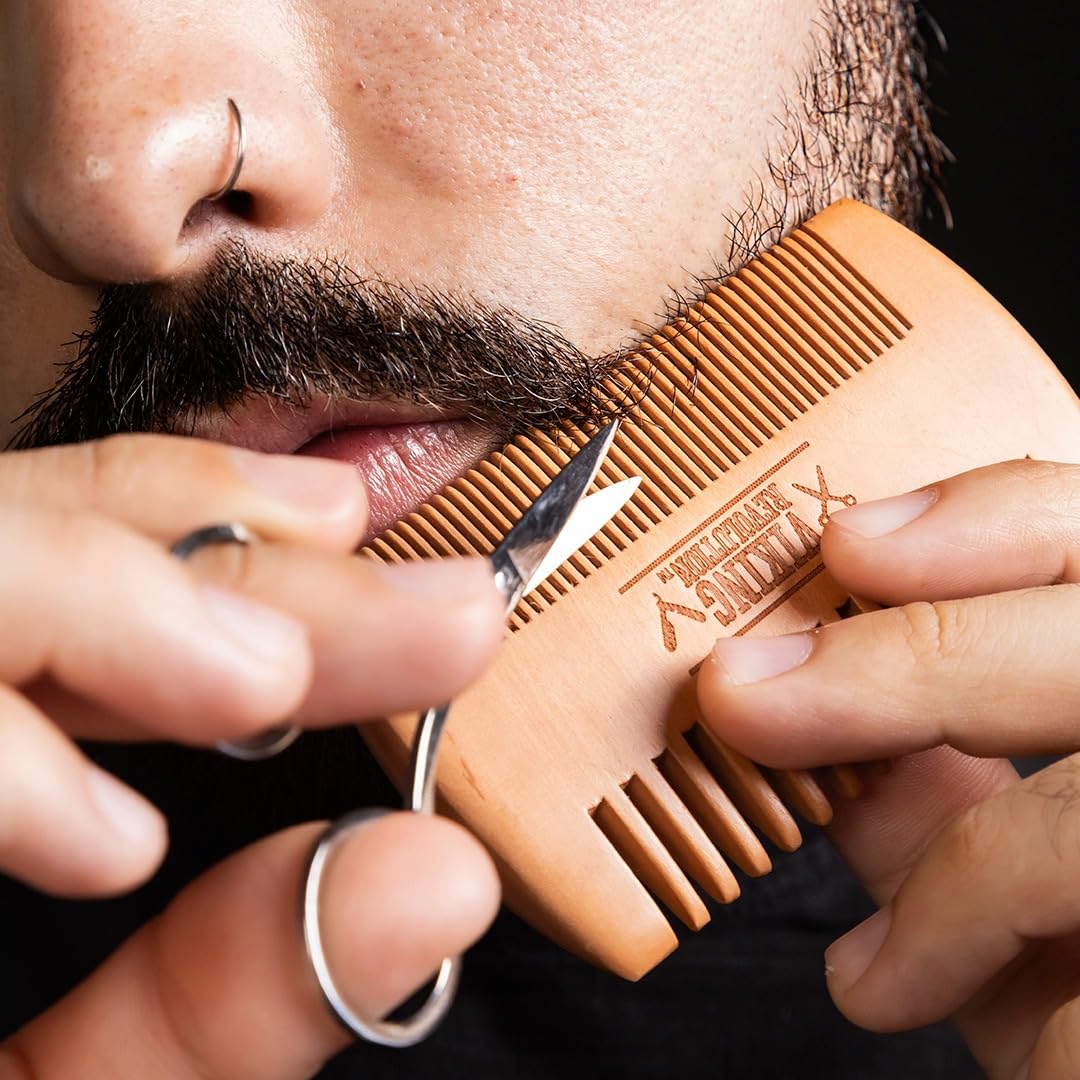 Viking Revolution spiced vanilla beard balm shapes and provides light hold.