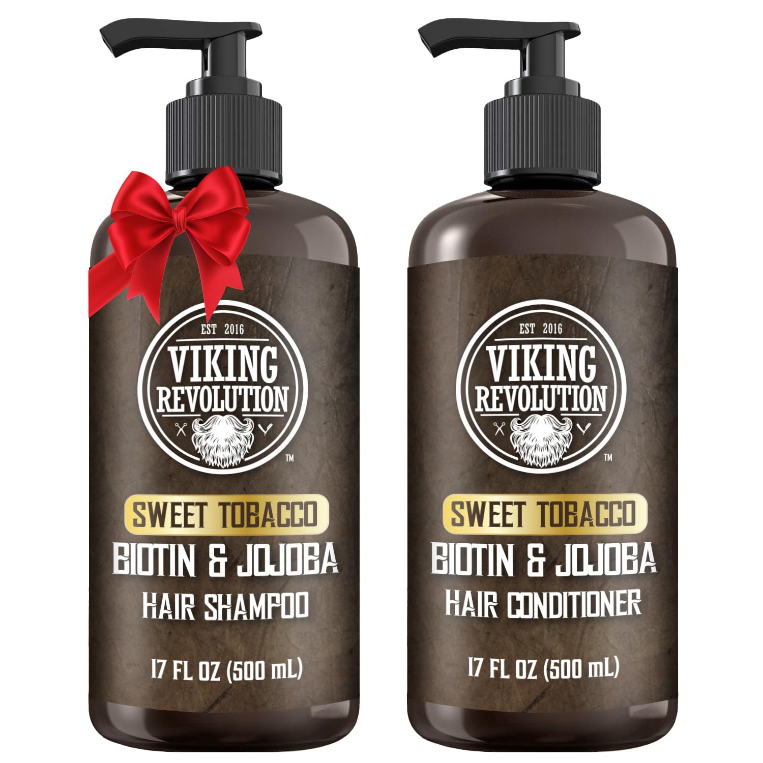 Viking Revolution Sweet Tobacco shampoo bottle showing rich moisture and scent