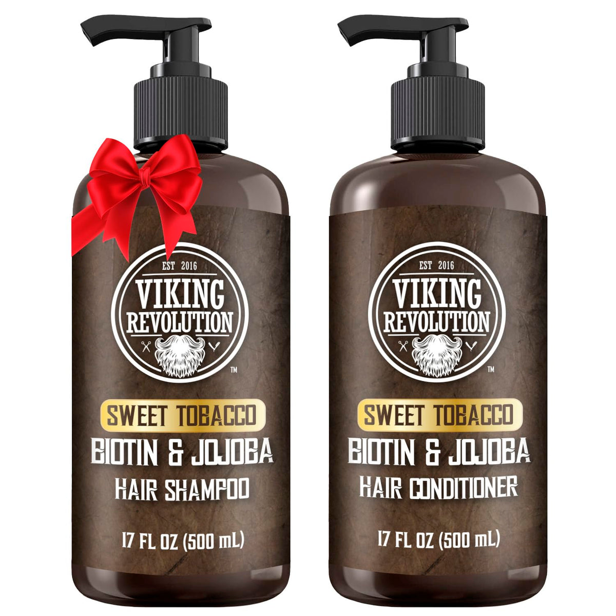 Viking Revolution Sweet Tobacco shampoo bottle showing rich moisture and scent