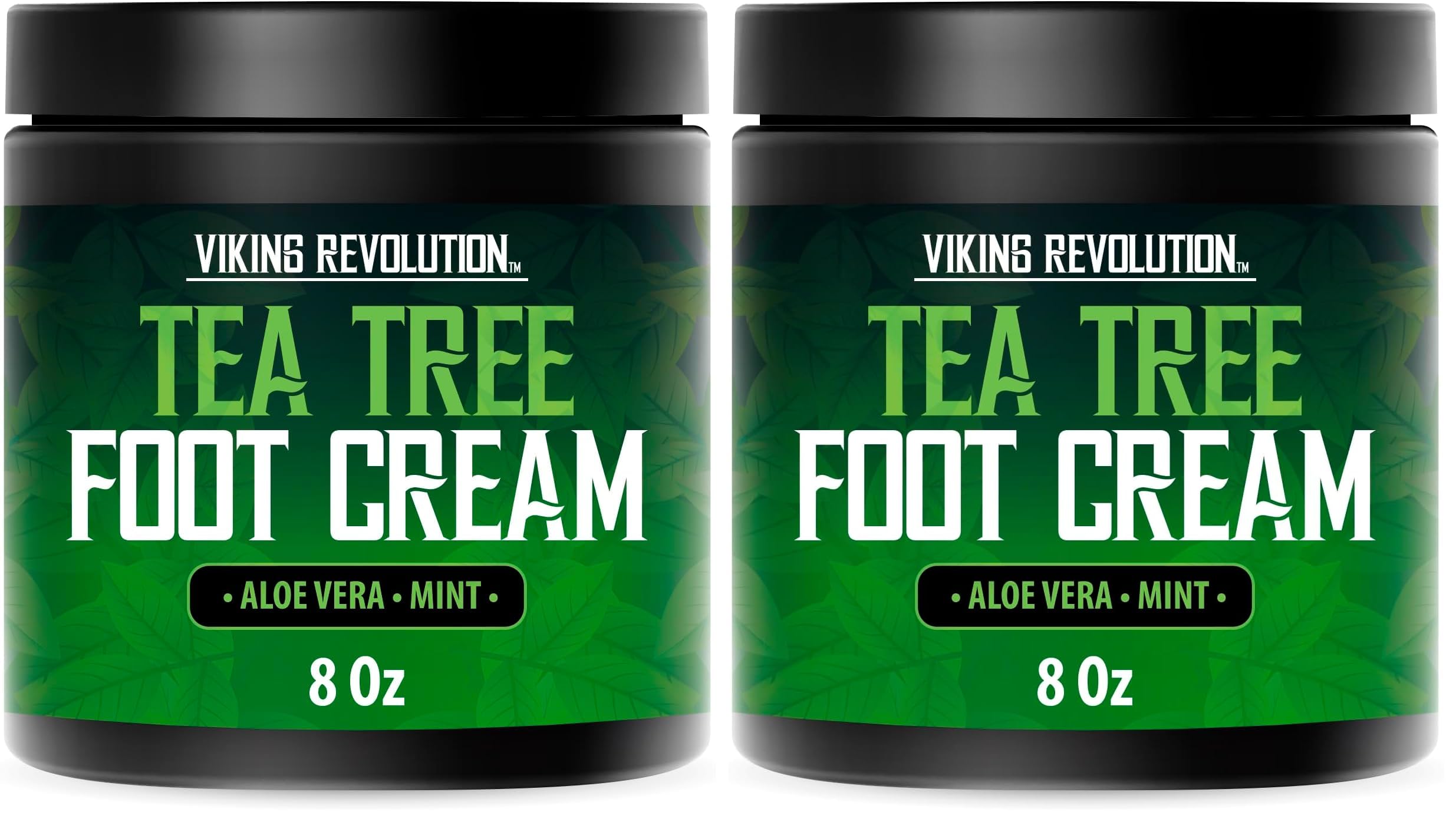 Viking Revolution Tea Tree Foot Cream packaging for dry heels and smooth skin.
