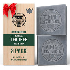 Viking Revolution Tea Tree soap bar close-up for balanced skin and oil control.