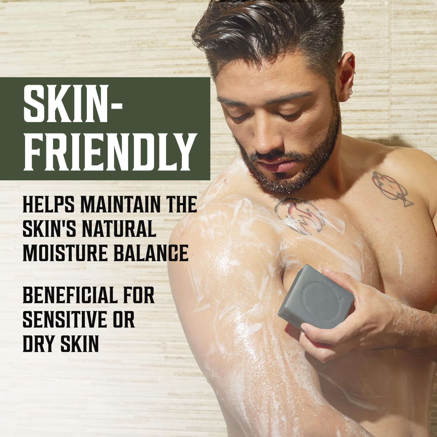 Viking Revolution Tea Tree soap lathering into a rich foam.