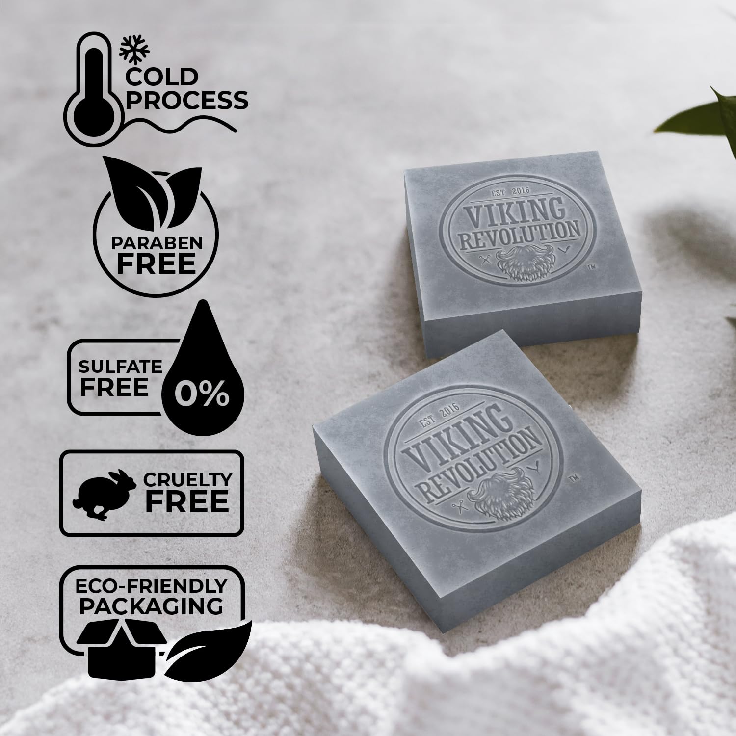 Viking Revolution Tea Tree soap bar in shower delivering refreshing cleansing aroma.