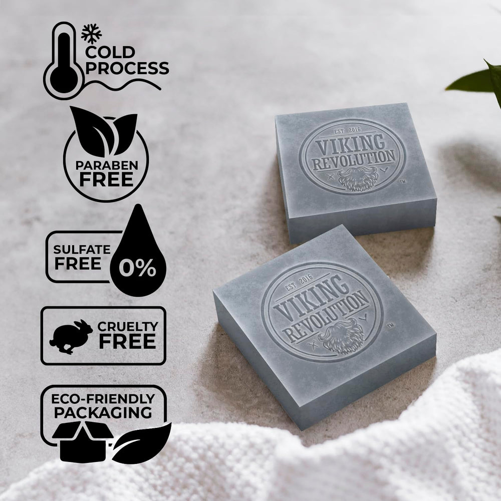 Viking Revolution Tea Tree soap bar in shower delivering refreshing cleansing aroma.