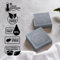 Viking Revolution Tea Tree soap bar in shower delivering refreshing cleansing aroma.