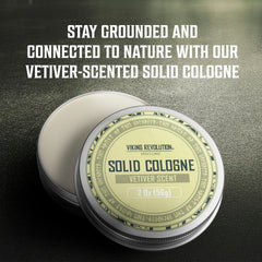 Viking Revolution Vetiver travel-size solid cologne for convenient refreshers during commutes.
