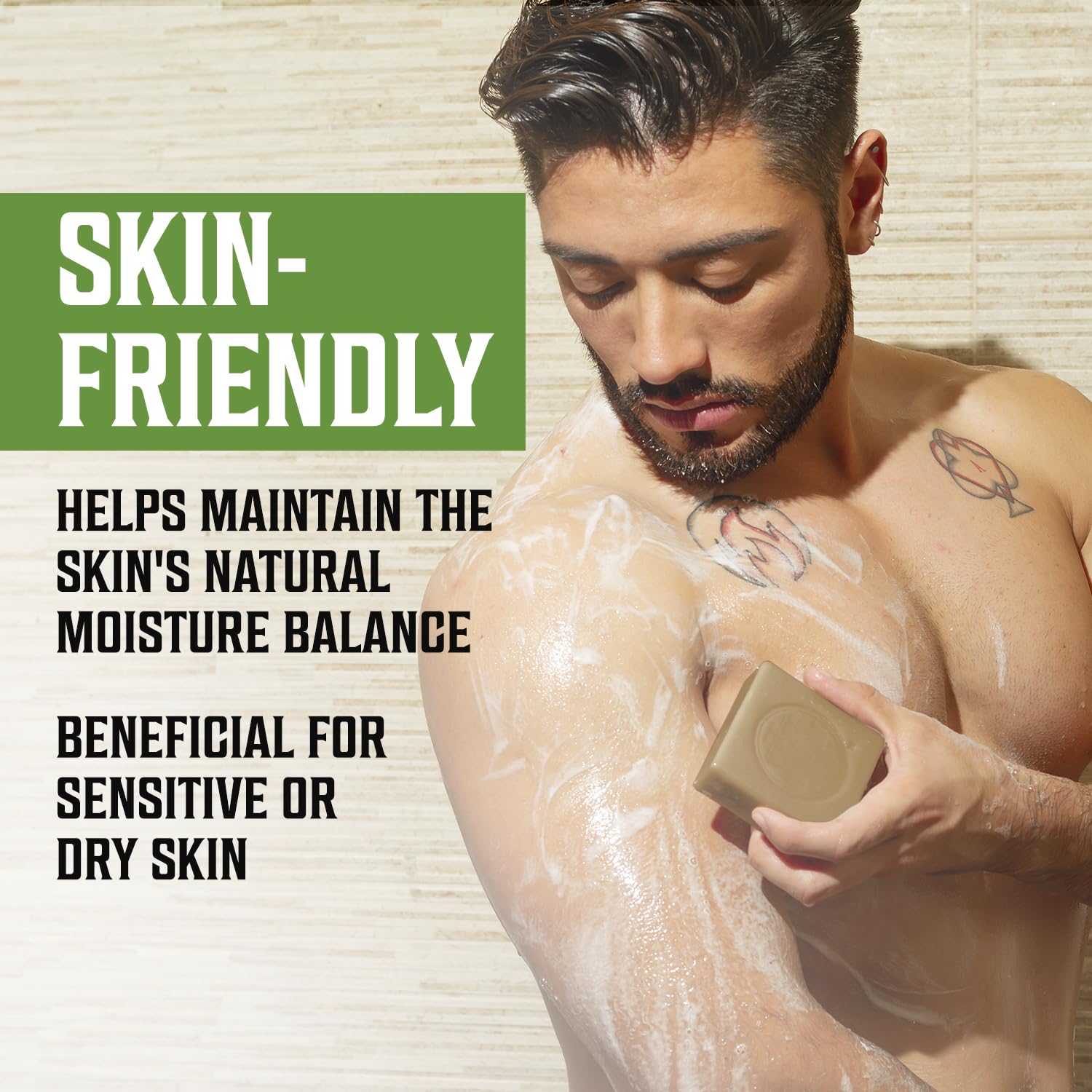 Viking Revolution Vetiver soap containing shea oil for gentle nourishment.