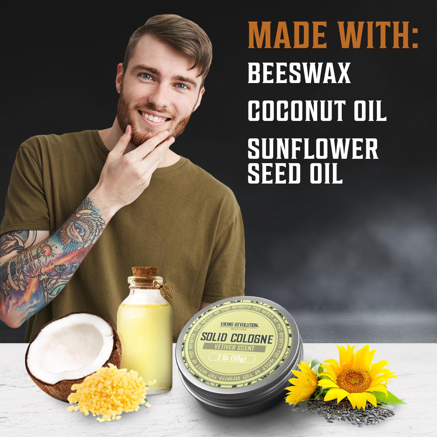 Viking Revolution Vetiver solid cologne offers a masculine fragrance for daily wear.