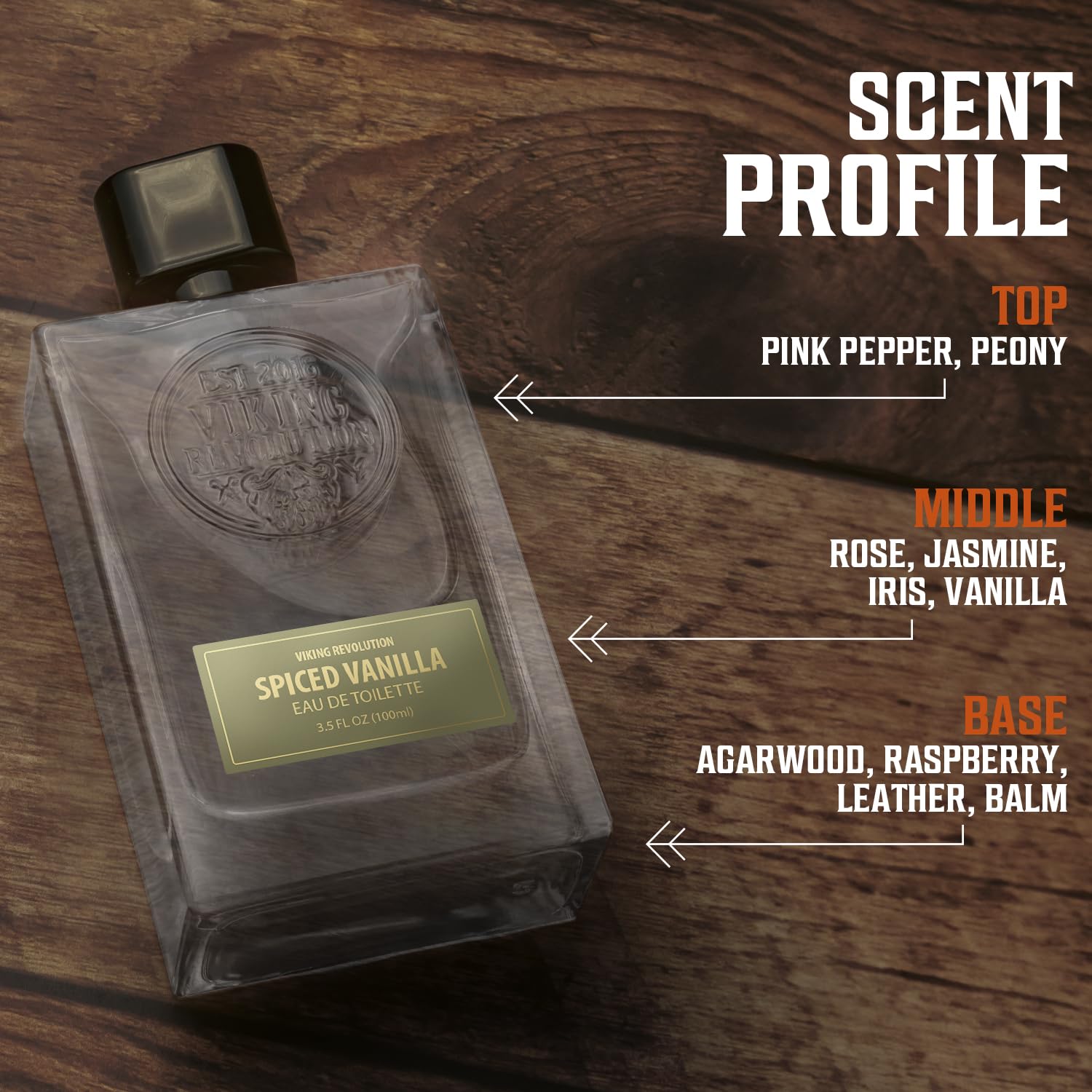 Viking Revolution Spiced Vanilla Cologne cap closeup highlighting elegant bottle design