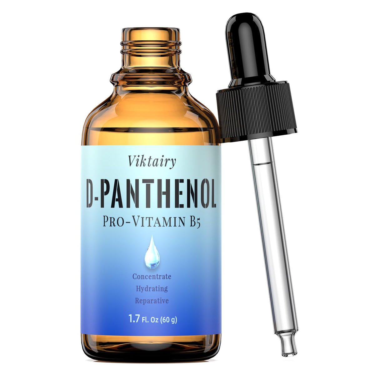 Viktairy D-Panthenol liquid bottle demonstrates deep skin hydration.