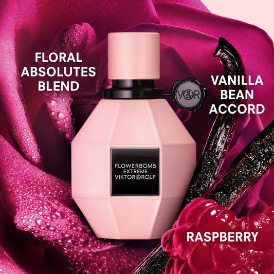 Viktor&Rolf Flowerbomb Extreme bottle pour for long-lasting scent potential.