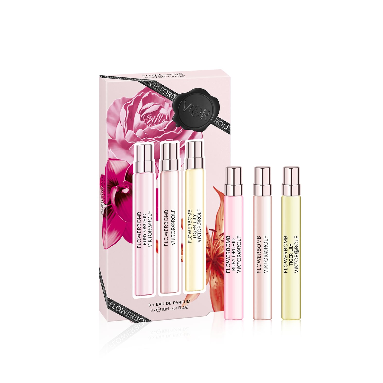 Viktor&Rolf Flowerbomb Ruby Orchid bottle highlights vibrant rose tones for evening wear.