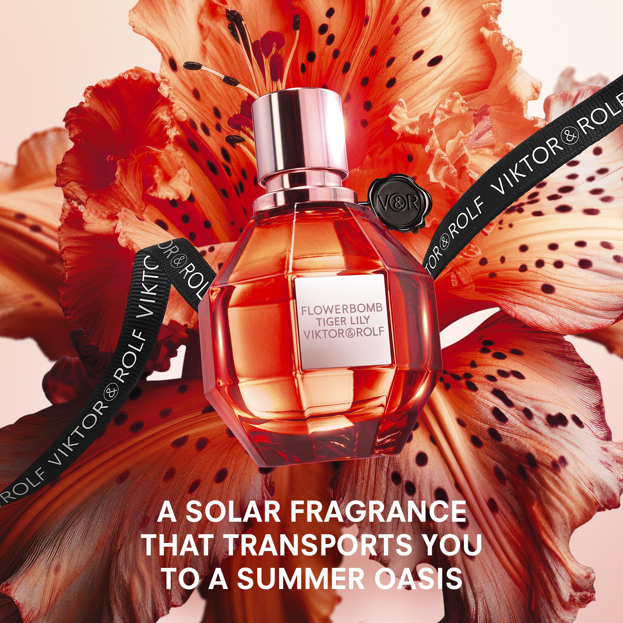 Viktor&Rolf Tiger Lily bottle bathed in sun, perfect for daytime warmth