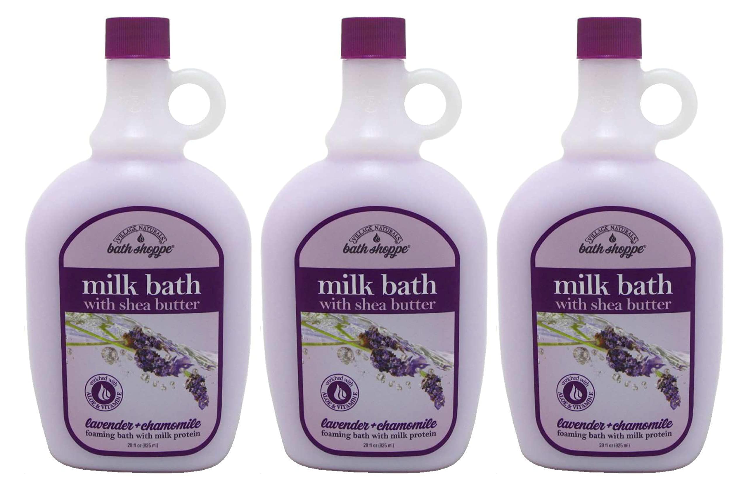 Lavender bath scene with bubbles using Village Naturals Therapy milk bath for a calming soak