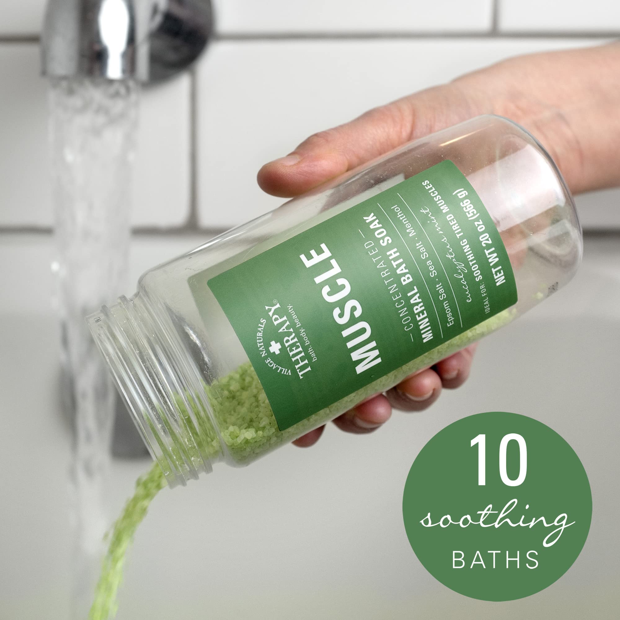 Village Naturals Therapy foot soak scene demonstrates easy at-home spa routine.