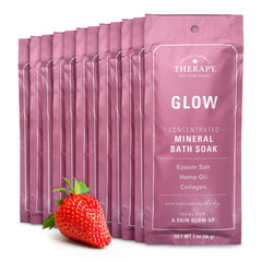 Village Naturals Therapy Glow bath soak Moroccan Melody bottle promises a spa-like, mood-lifting experience.