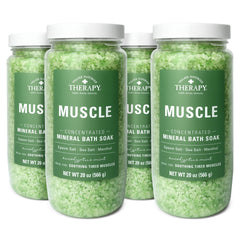 Village Naturals Therapy muscle bath soak bottle ready for a relaxing soak.