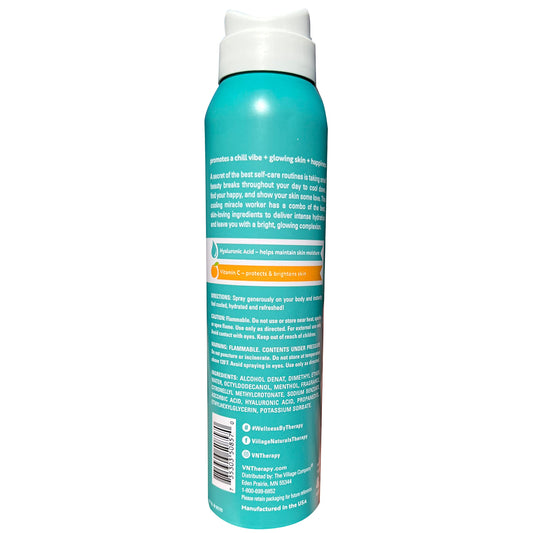 Village Naturals Therapy Vitamin C and Hyaluronic Acid spray nourishes skin.