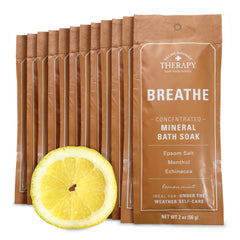 Village Naturals Therapy Breathe Lemon Mint 12-pack for on-the-go bath relief.