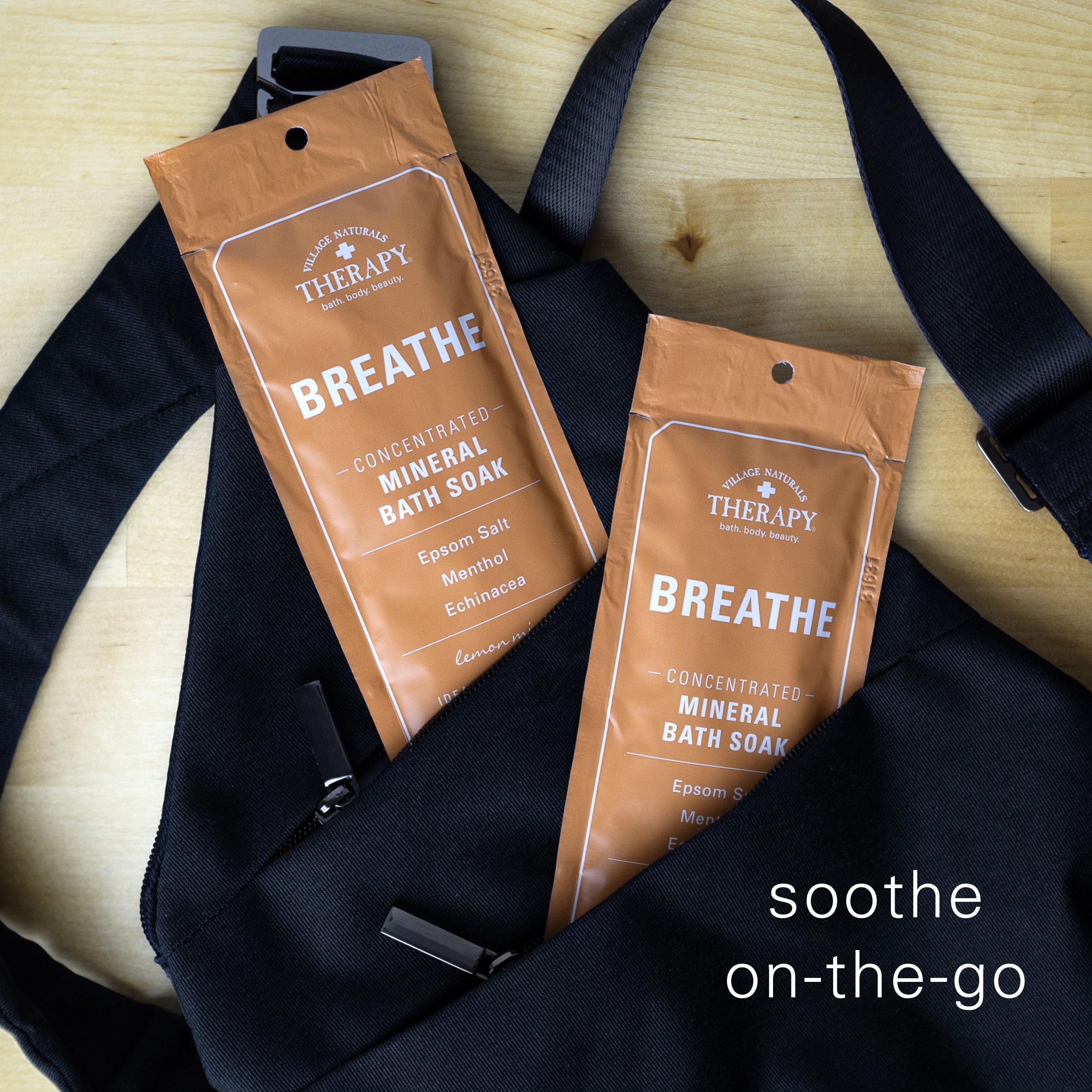 Village Naturals Therapy Breathe USA-made badge on packaging.