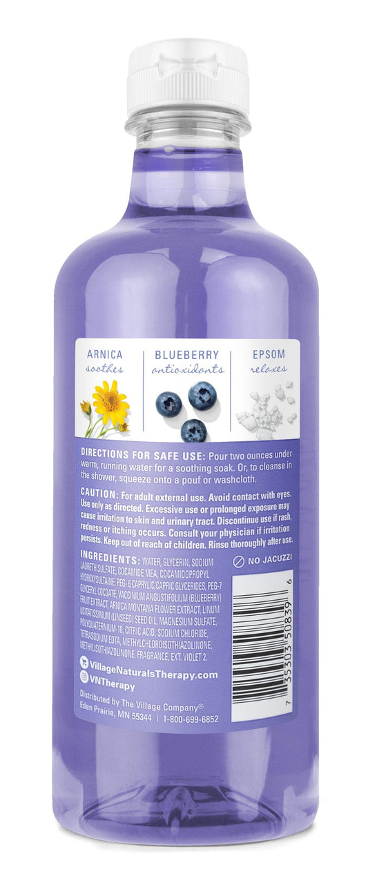 Village Naturals Therapy Comfort 2-in-1 foaming bath in tub delivers rich lather.