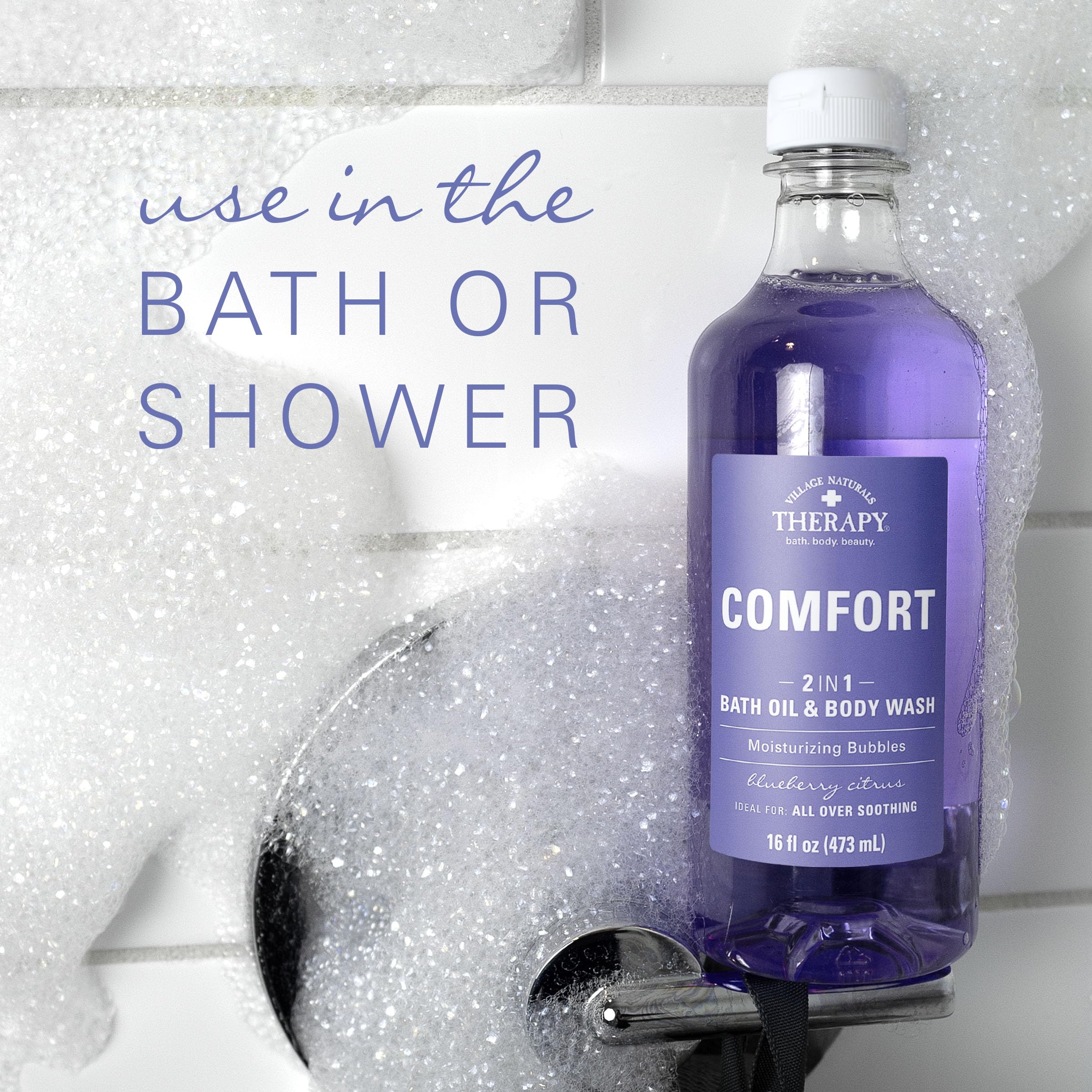 Village Naturals Therapy Comfort US-made packaging shows four bottles.
