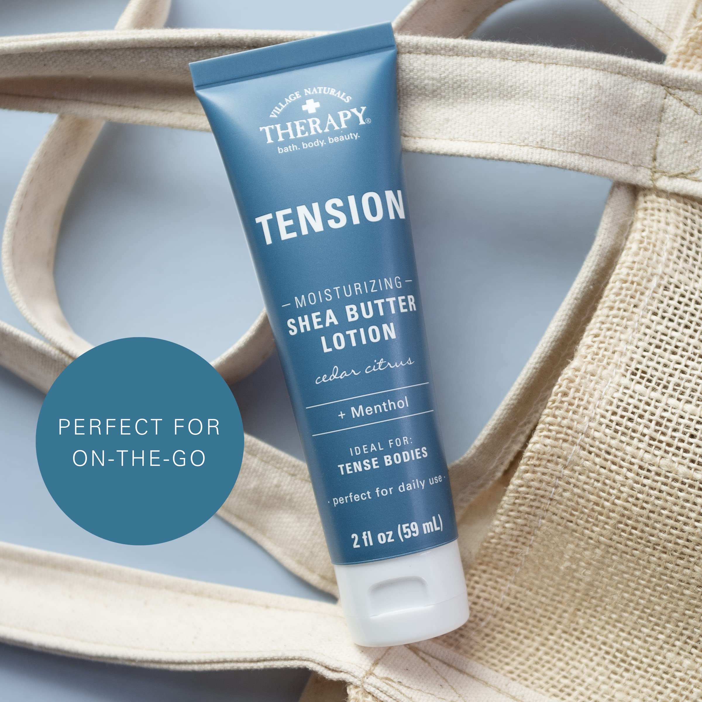 Village Naturals Therapy tension relief lotion with menthol cools while moisturizing.