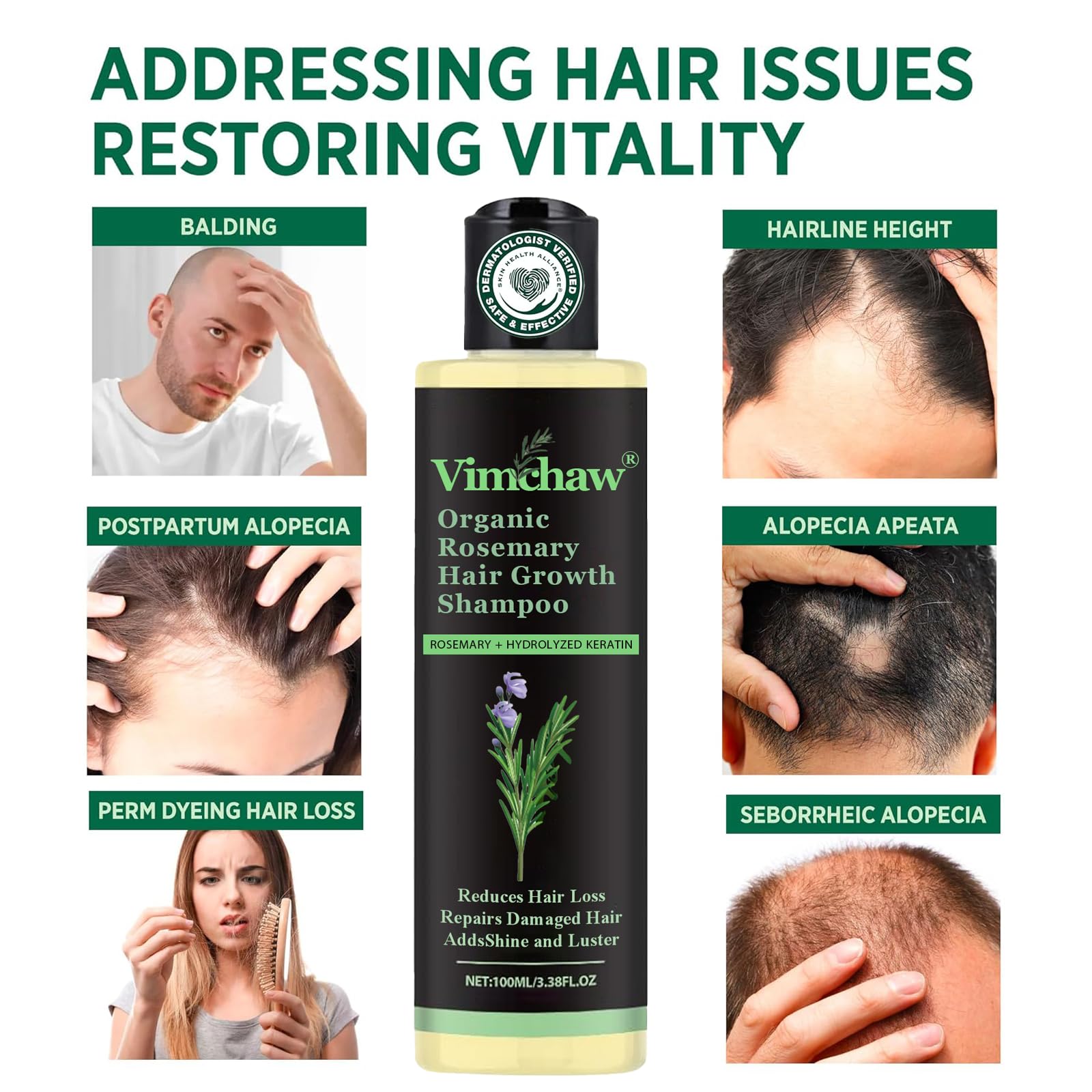 Vimchaw Rosemary Shampoo before-after hair texture comparison for density.