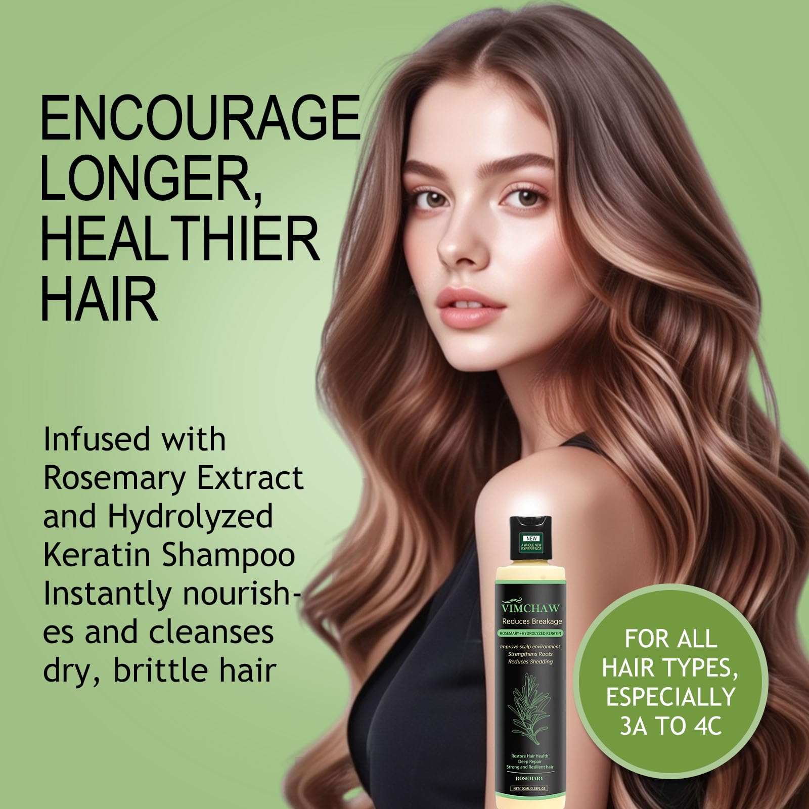 Vimchaw Rosemary Shampoo in a haircare routine image suggesting cleansing and moisture balance