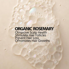 Vimchaw Rosemary Shampoo ingredients closeup featuring hydrolyzed keratin for strength.