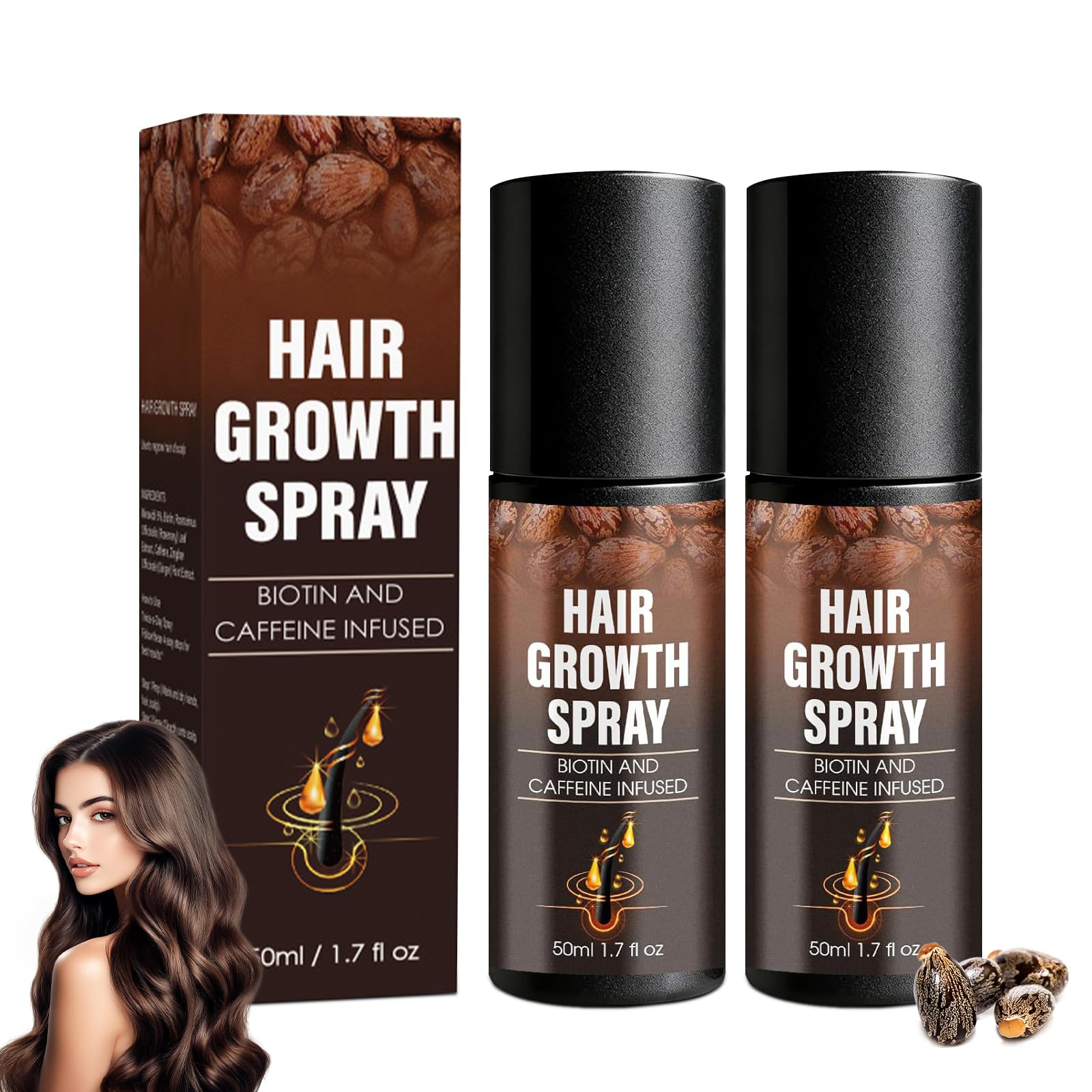 Vincofoo 2PC Hair Growth Spray bottles in box for convenient home use