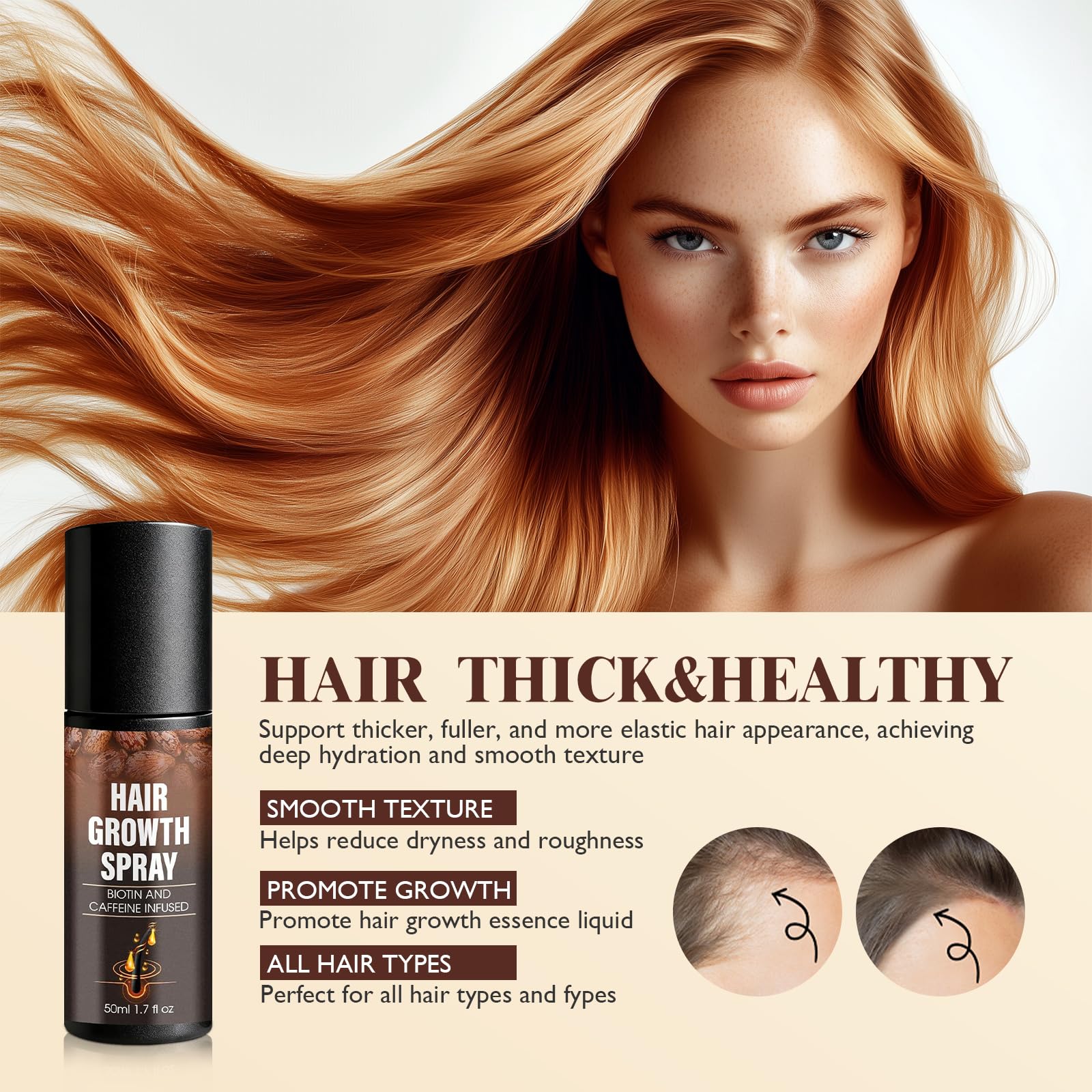 Vincofoo Hair Growth Spray being massaged into the scalp to support texture