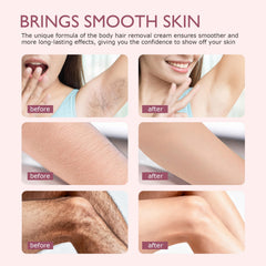 Vincofoo No-Shave Cream packaging highlights a safe formula for all skin types.