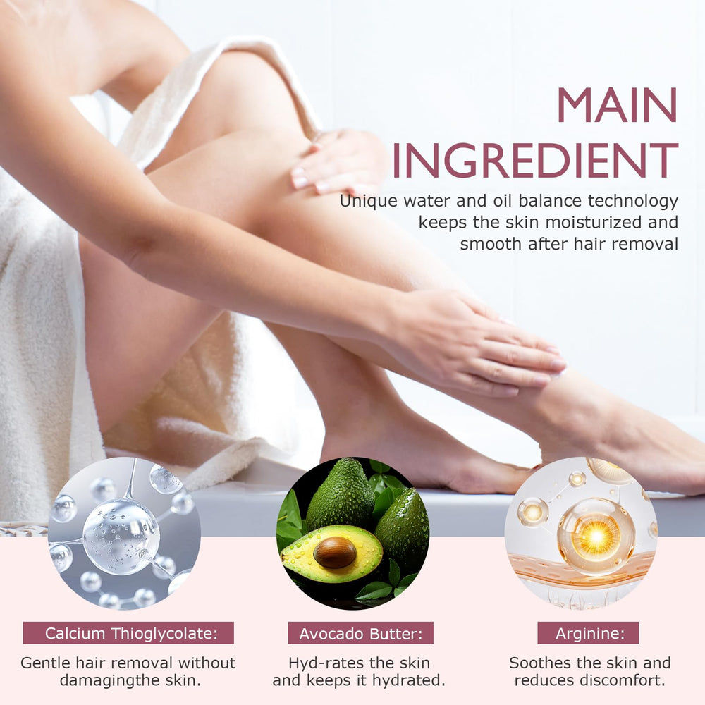 Vincofoo No-Shave Cream texture shown on skin during application for nourishment.