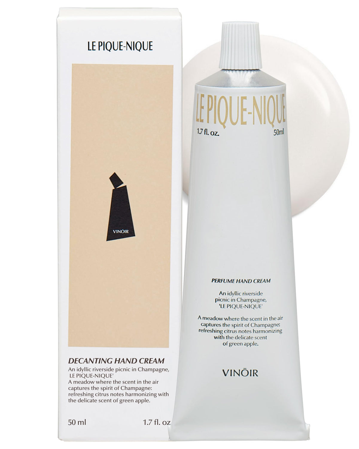 VINOIR LE PIQUE-NIQUE hand cream tube close-up for smooth skin