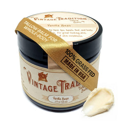 Vintage Tradition beef tallow balm 2oz tin provides deep hydration for dry skin.