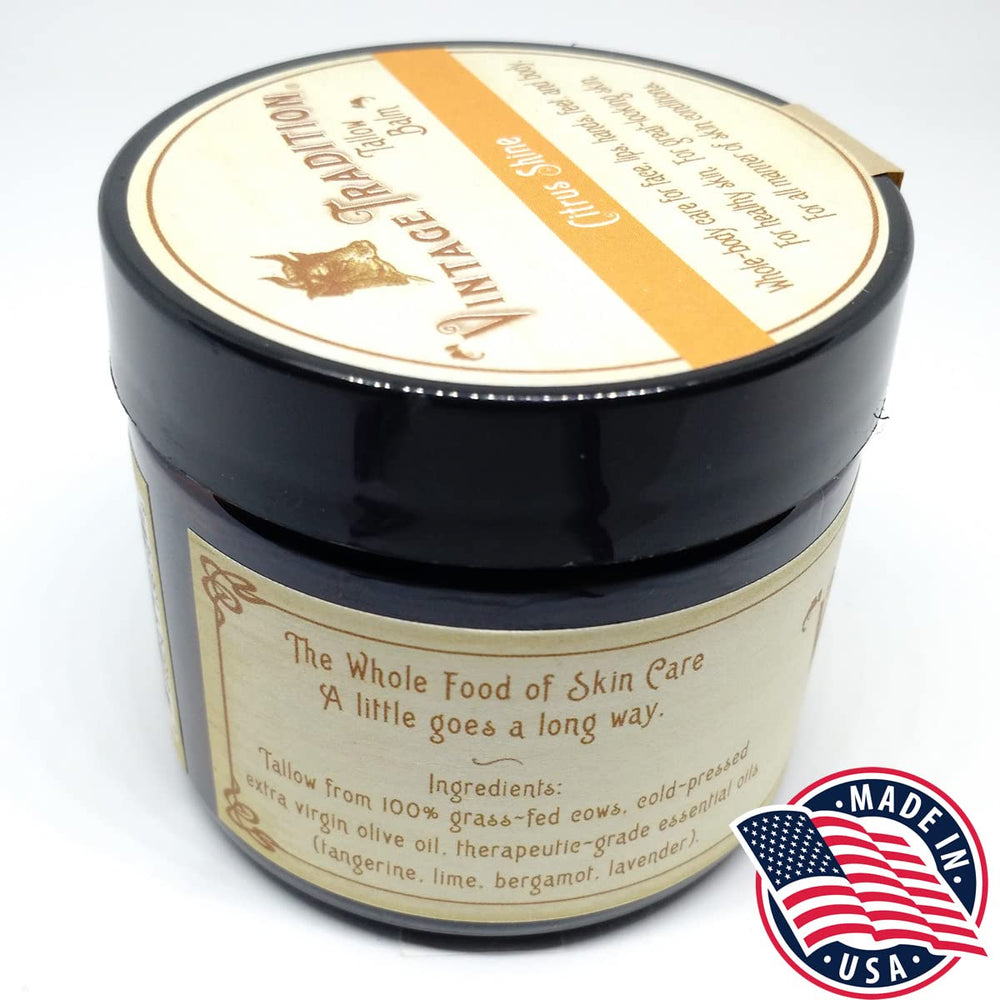 Close-up of Vintage Tradition balm texture showing rich absorption into dry skin.