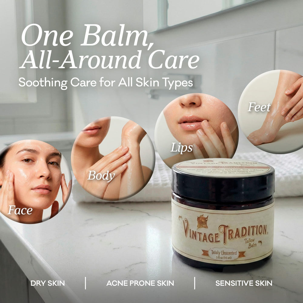 Source image highlighting grass-fed cows for Vintage Tradition balm