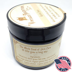 Vintage Tradition vanilla-scent balm softens skin with mild fragrance.